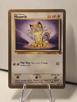 Meowth Gold Border Jungle 1999 Pokemon Fruit Roll-Ups Promo 56/64 Vintage LP+ - Image 1