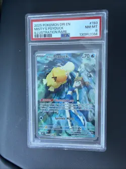 2025 POKEMON DRI EN-DESTINED RIVALS ILLUSTRATION RARE #193 MISTY'S PSYDUCK PSA 8 - Image 1