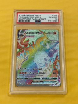 2020 Pokemon Champion's Patch Charizard VMAX FA Rainbow Secret #074/073 PSA 10 - Image 1