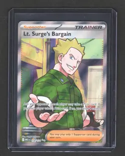 Lt. Surge's Bargain Full Art Ultra Rare 170/132 Mega Evolution NM Pokemon TCG - Image 1