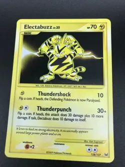 Electabuzz SECRET ULTRA RARE 128/127 Platinum Base Set Pokemon NM HOLO 2009 - Image 1