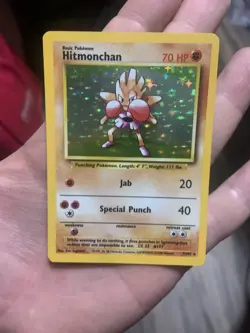 Pokemon Hitmonchan 7/102 HOLO Rare Base Set LP/Good Condition Nintendo Gym Ninja - Image 1