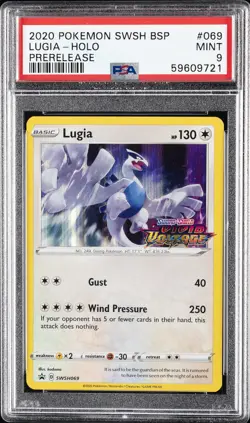 2020 POKEMON SWSH BLACK STAR PROMO PRERELEASE #069 LUGIA-HOLO PSA 9 - Image 1