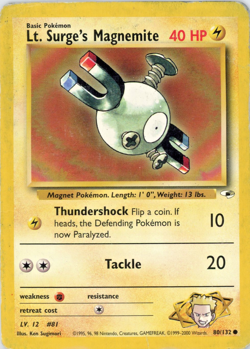 Pokemon TCG Lt. Surge's Magnemite #50/132 Gym Heroes WOTC Unlimited - Image 1