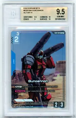 BGS GEM MINT 9.5 Gundam Card Game Guncannon GD01-004 Alt Art Rare Gundam Beta - Image 1