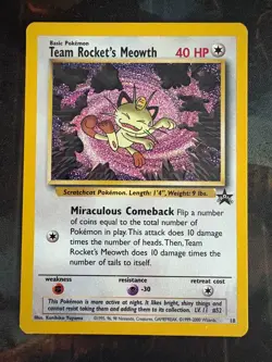 Team Rocket's Meowth # 18 Black Star PROMO WOTC Rare Pokemon Card Tcg - LP - Image 1