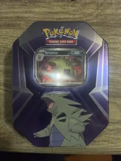 Pokemon TCG Tyranitar Triple Whammy Collector's Tin SEALED 3 Packs + 3 Foil Card - Image 1