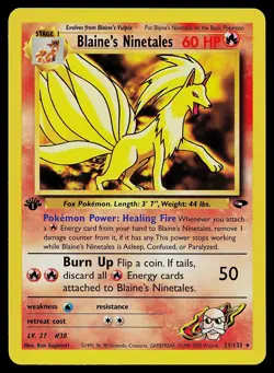 Pokemon Card - Blaine's Ninetales Gym Challenge 21/132 Rare 1st Edition - Image 1