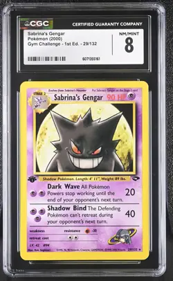 CGC 8 Sabrina's Gengar 2000 Gym Challenge 1st Edition 29/132 Pokemon Card - Image 1