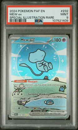 2024 POKEMON PAF EN-PALDEAN FATES SPECIAL ILLUSTRATION RARE #232 MEW EX PSA 9 - Image 1