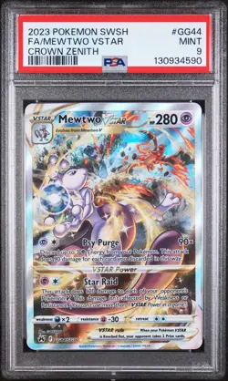 2023 POKEMON SWORD & SHIELD CROWN ZENITH #GG44 FULL ART/MEWTWO VSTAR PSA 9 - Image 1
