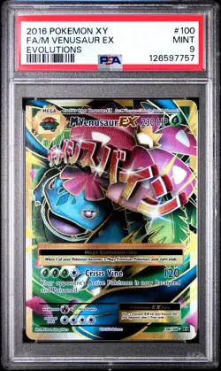 2016 POKEMON XY EVOLUTIONS #100 FULL ART/M VENUSAUR EX PSA 9 - Image 1