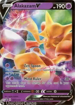 Pokemon TCG Alakazam V SWSH Black Star Promos SWSH083 Holo Promo - Image 1