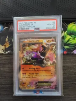 2015 POKEMON XY BREAKTHROUGH #21 HOUNDOOM EX PSA 10 - Image 1