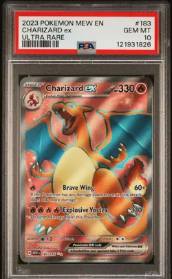 2023 Pokemon 151 Mew En #183 Charizard Ex ULtra Rare PSA 10 - Image 1
