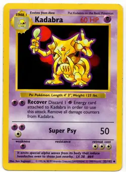 Pokemon - Shadowless Base Set Kadabra 32/102 HP - Image 1