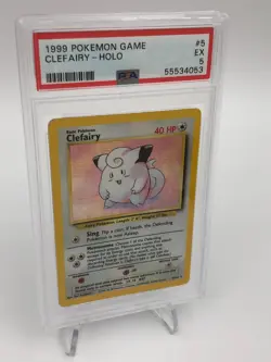 1999 POKEMON GAME Trading Card CLEFAIRY - HOLO #5 graded slab PSA EX 5 - Image 1