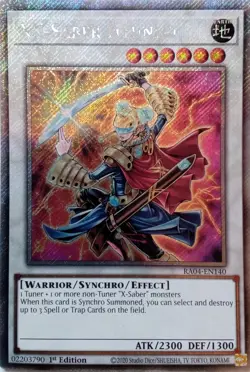 RA04-EN140 XX-SABER HYUNLEI PLATINUM SECRET RARE 1ST EDITION YuGiOh CARD - Image 1