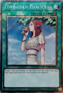 RA04-EN137 FORBIDDEN CHALICE PLATINUM SECRET RARE 1ST EDITION YuGiOh CARD - Image 1