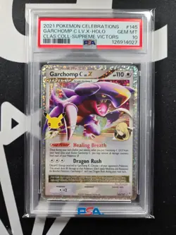 2021 POKEMON CELEBRATIONS CLASSIC COLL #145 GARCHOMP C LV.X HOLO PSA 10 GEM MINT - Image 1