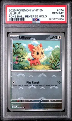 2025 POKEMON WHT EN-WHITE FLARE #074/086 LILLIPUP POKE BALL PSA 10 - 128670904 - Image 1