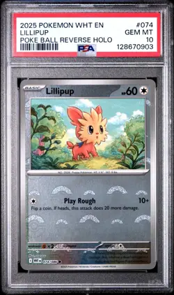 2025 POKEMON WHT EN-WHITE FLARE #074/086 LILLIPUP POKE BALL PSA 10 - 128670903 - Image 1