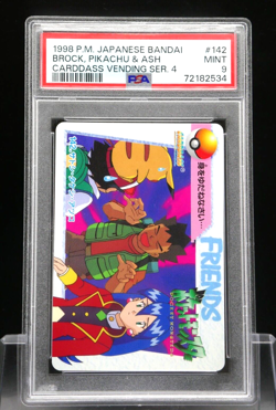 Brock Pikachu & Ash 142 Bandai Carddass Vending Series 4 Pokemon 1998 PSA 9 - Image 1