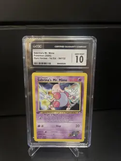 GEM MINT 10 CGC Graded 2000 Pokemon Gym Heroes #94 Sabrina's Mr. Mime 1stEdition - Image 1