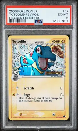 2006 Pokemon Ex Dragon Frontiers Reverse Holo Totodile #67 PSA 6 - Image 1