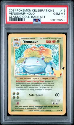 PSA 10 Venusaur 15/102 Celebrations Classic 25th Holo Pokemon Card - Gem Mint - Image 1