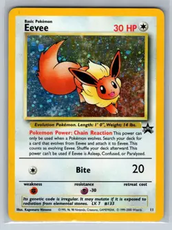 Excellent 2000 Black Star Promo Eevee #11 Holo Pokemon Card - Image 1