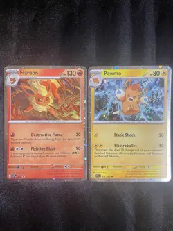 Pokemon Tcg 2 Card Cosmos Holo Lot LP Pawmo #75, NM Flareon #167 - Image 1
