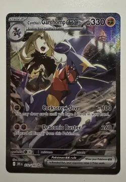 Pokemon S&V 2025 Destined Rivals Cynthia's Garchomp EX Sir Holo Card 232/182 - Image 3