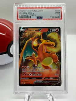 2023 Pokemon SWSH CHARIZARD V 018/159 Crown Zenith PSA 9 Mint - Image 1
