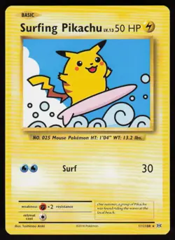 Surfing Pikachu #111/108 XY - Evolutions Secret Rare Pokemon TCG NM Non-Holo - Image 1