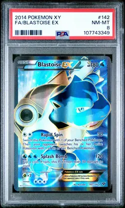 2014 POKEMON XY #142 FULL ART/BLASTOISE EX PSA 8 - Image 1