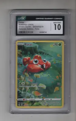 PARAS GG23/GG70 GALARIAN GALLERY 2023 HOLO POKEMON TCG CARD CGC 10 GEM MINT - Image 1