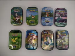 8 EMPTY Pokemon Go Mini Tins All Different Characters Card Holders Trinket Box - Image 1