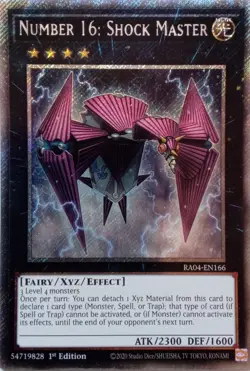 RA04-EN166 NUMBER 16: SHOCK MASTER PLATINUM SECRET RARE 1ST EDITION YuGiOh CARD - Image 1