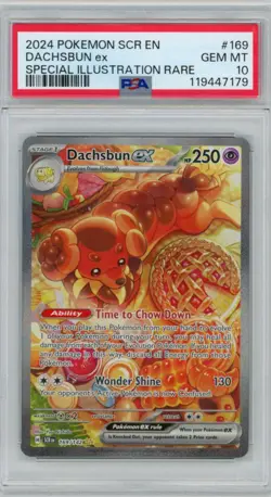2024 Pokemon Stellar Crown Dachsbun ex 169/142 Special Illustration Rare PSA 10 - Image 1