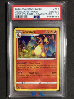 🔥 Pokemon PSA 10 Vivid Voltage Cracked Ice Charizard Holo #025 - Image 1