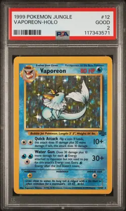1999 POKEMON JUNGLE #12 VAPOREON-HOLO PSA 2 - Image 1