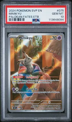 Pokemon Mimikyu SVP EN 075 Illustration Rare Paldean Fates PSA 10 - Image 1
