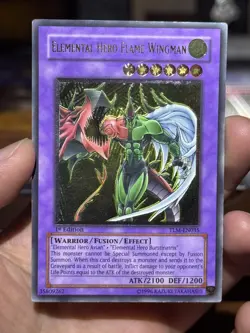 Yugioh Elemental Hero Flame Wingman TLM-EN035 Ultimate 1st Ed Silver Stamp UDE - Image 3