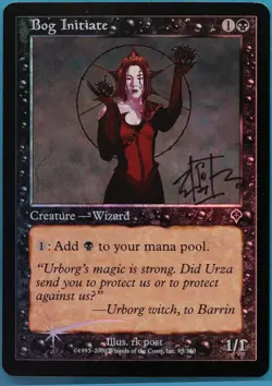 Bog Initiate FOIL Invasion NM Black Common SIGNED MTG CARD (ID# 452755) ABUGames - Image 1
