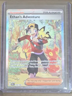 Pokemon TCG Destined Rivals Ethan's Adventure Full Art Trainer Card 236/182 SIR - Image 1