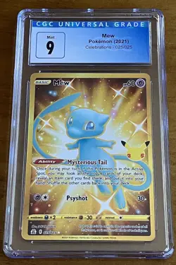 CGC 9 Mew 025/025 Celebrations Shiny Full Art Gold Pokemon Card psa 25th anniv. - Image 1