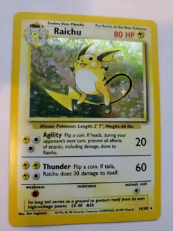 Raichu Base Set Holo Pokemon Card WOTC NM - Image 1