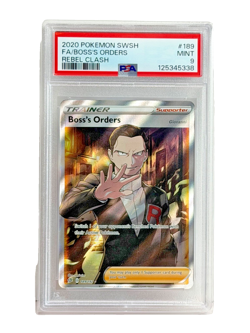 2020 Pokemon Sword & Shield Rebel Clash Full Art Boss's Orders #189 PSA 9 Mint - Image 1