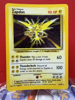 Zapdos 016/102 Base Set Holo WOTC Pokemon Card MP #456 - Image 1